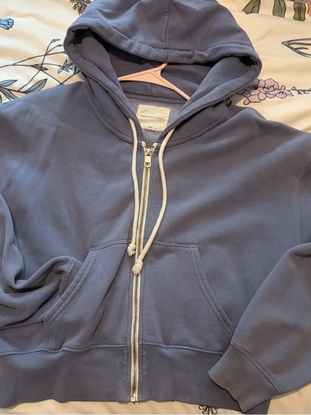 American Eagle Outfitters Dusty Blue Zip-Up Hoodie